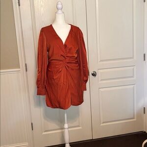 Showpo Terracotta Long Sleeve Dress